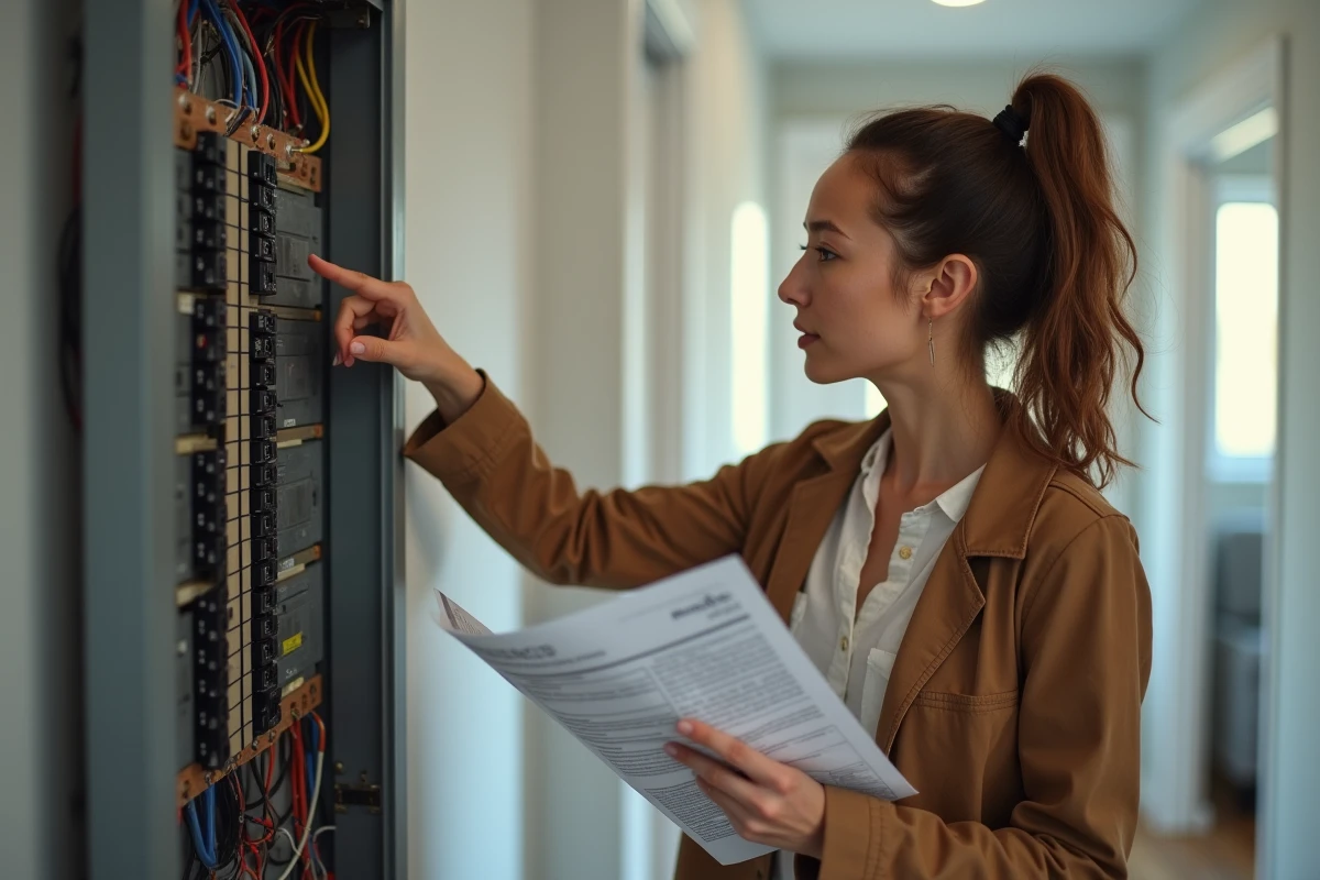 Propriétaire consultant un guide pour choisir entre disjoncteur type A et type AC dans son tableau électrique résidentiel